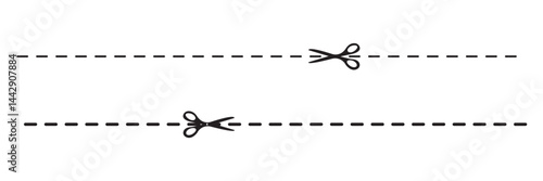 scissors on dashed line, dash line and scissors, dot outline and scissors