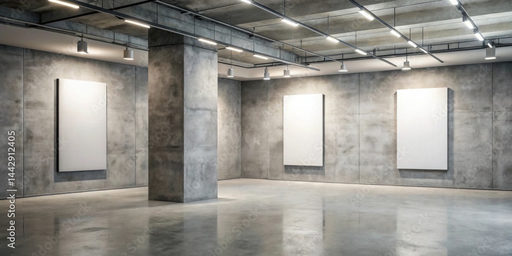 Modern Gallery Interior with Blank Canvases Ready for Artwork Display