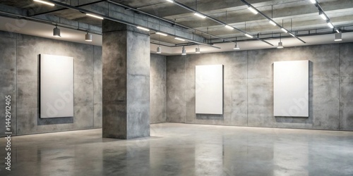 Obraz na płótnie Modern Gallery Interior with Blank Canvases Ready for Artwork Display w salonie