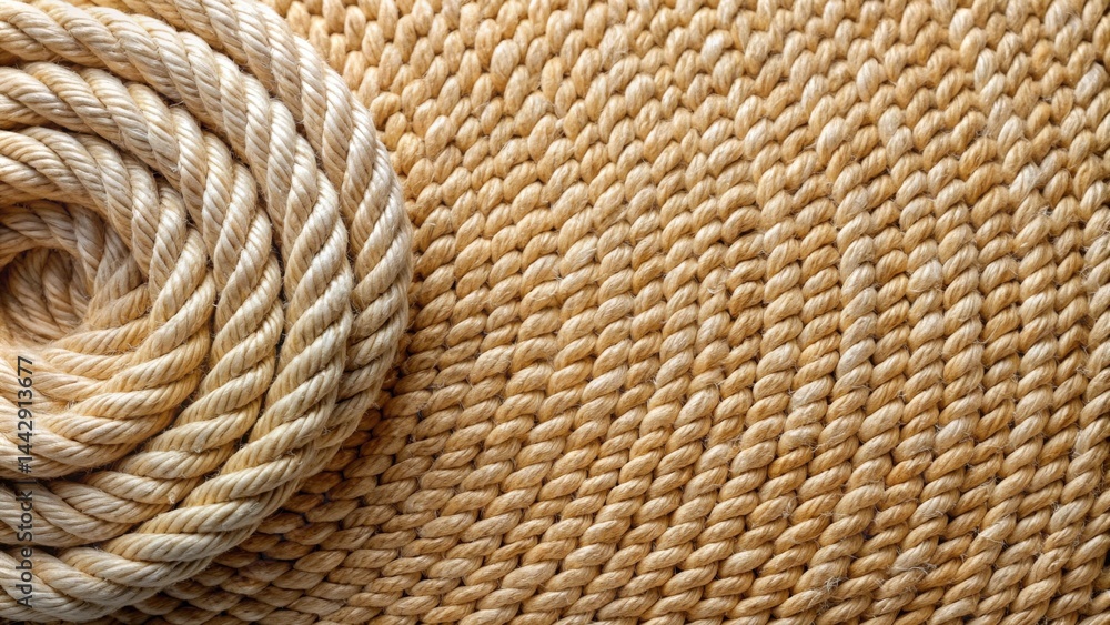 Textured Beige Rope Background Coiled and Woven Fibers