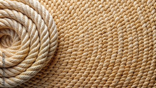 Obraz na płótnie Textured Beige Rope Background Coiled and Woven Fibers w salonie