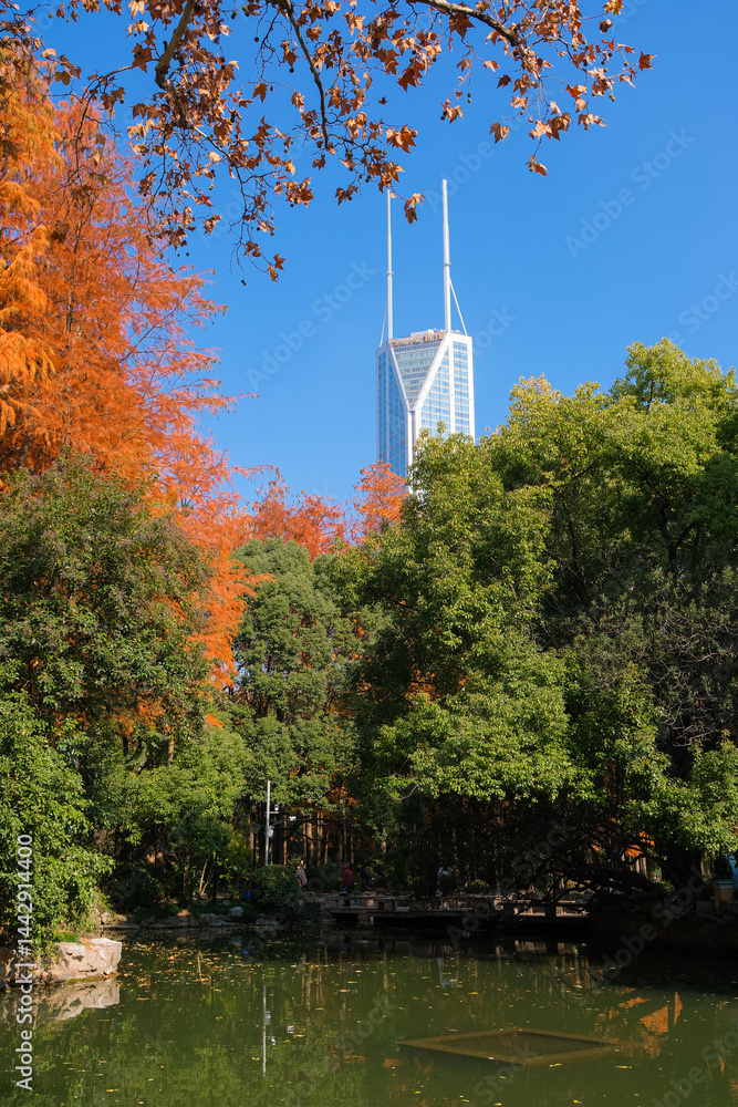 中国 上海市、上海人民公園、翠碧湖