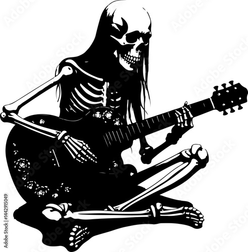 Skeleton Guitarist vector 
