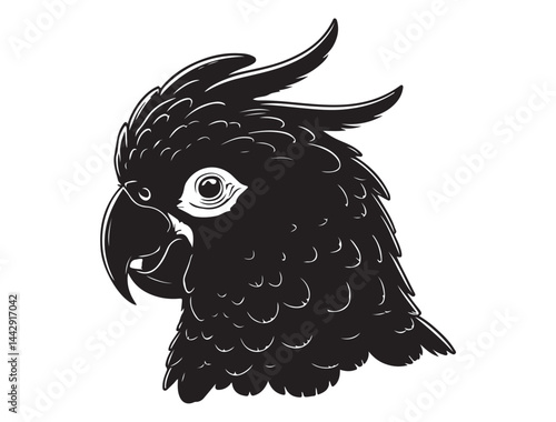 COCKATOO SILHOUETTE WHITE BACKGROUND