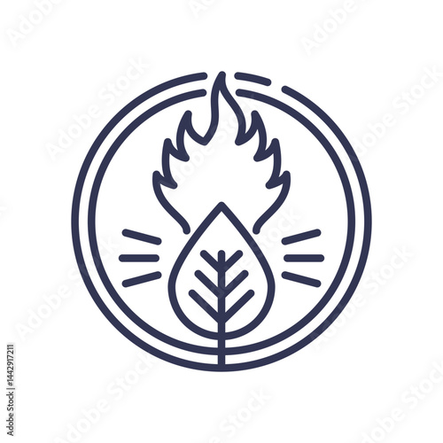 Leaf and flame symbolizing bioenergy and sustainable energy.