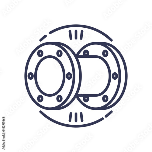 Illustration of a mechanical flange symbolizing strength and durability.