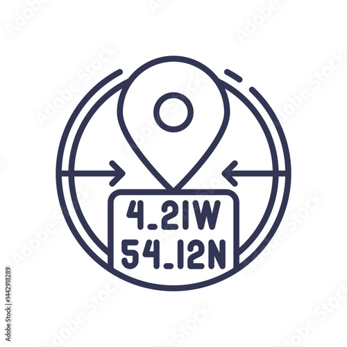 Map pin with coordinates symbolizing location reference.
