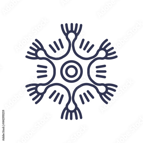 Abstract symbol with radiating arms, representing adaptability and interconnectedness.
