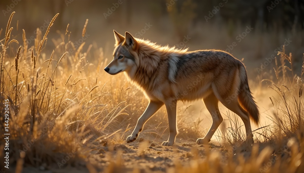 Maned Wolf in Golden Savannah Light Maned Wolf in Golden Savannah Light