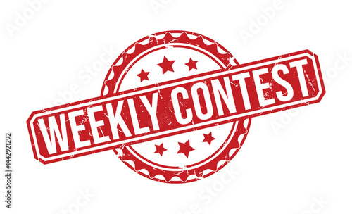 WEEKLY CONTEST red rubber stamp vector design.
