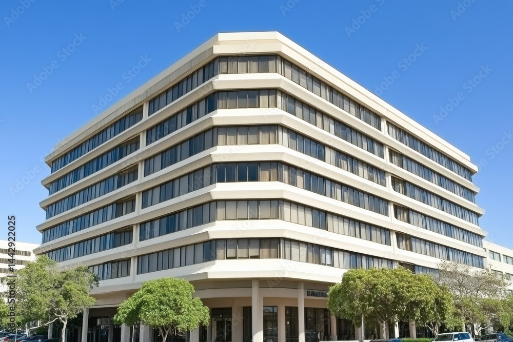 Modern office building against clear sky Modern office building against clear sky