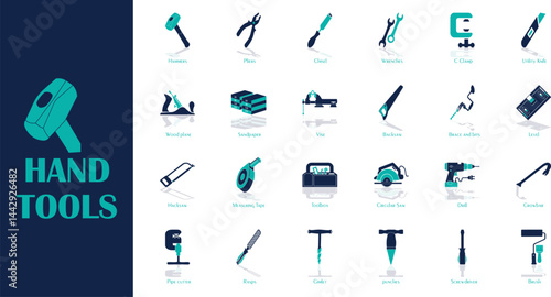 set of hand tools icon.
