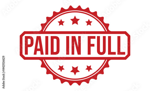 PAID IN FULL Red rubber stamp on white background. PAID IN FULL stamp sign. PAID IN FULL stamp.