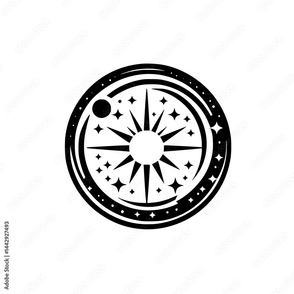 Mystical Celestial Symbol with Sun, Moon, and Stars Graphic Illustration Mystical Celestial Symbol with Sun, Moon, and Stars Graphic Illustration