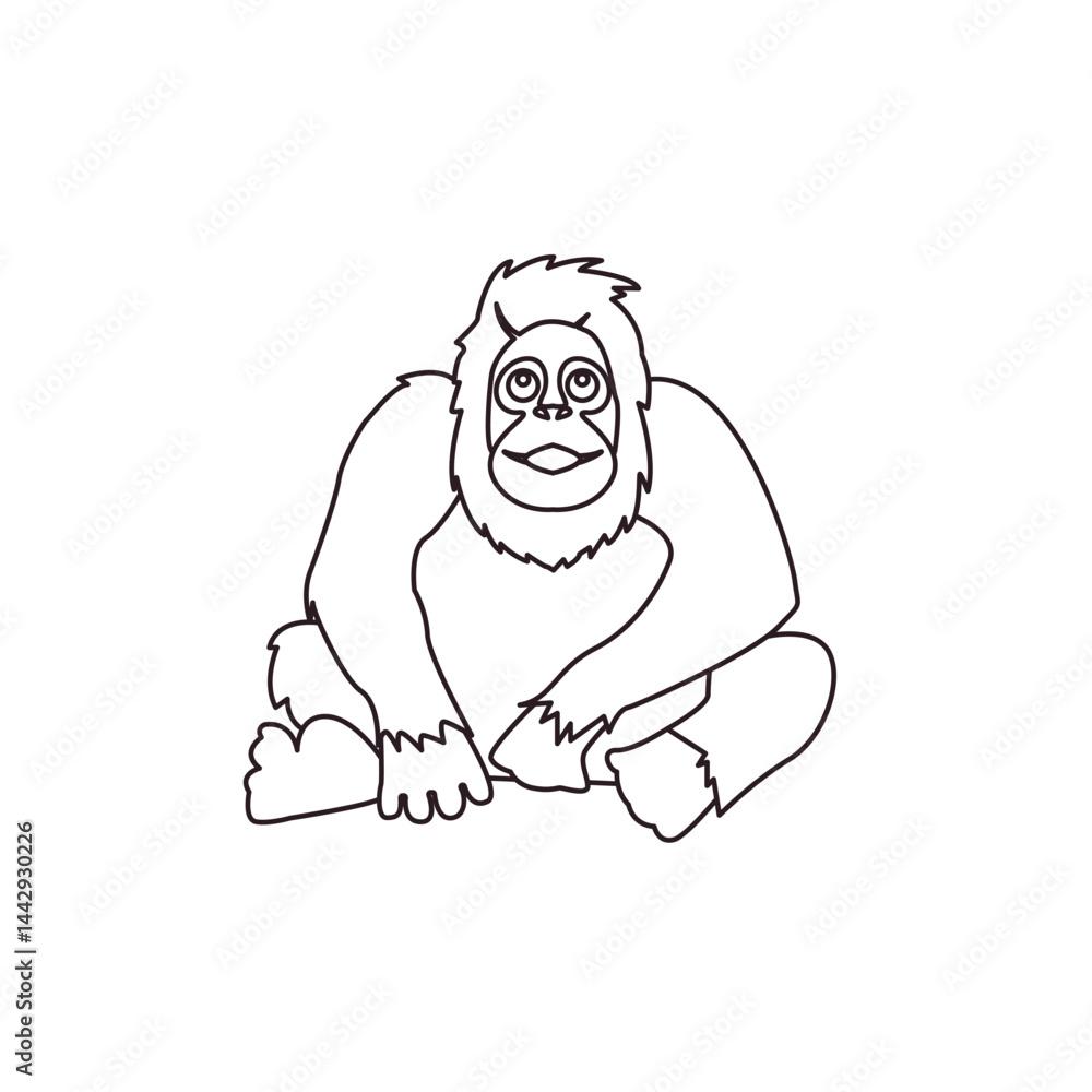 Naklejka premium Orangutan animal vector illustration emoji symbol sign icon flat design