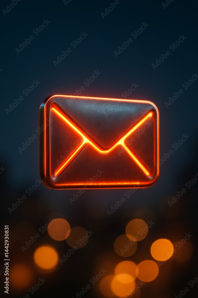 Fototapeta premium Bright Glowing Envelope Symbol With a Dark Background Showcasing Digital Communication