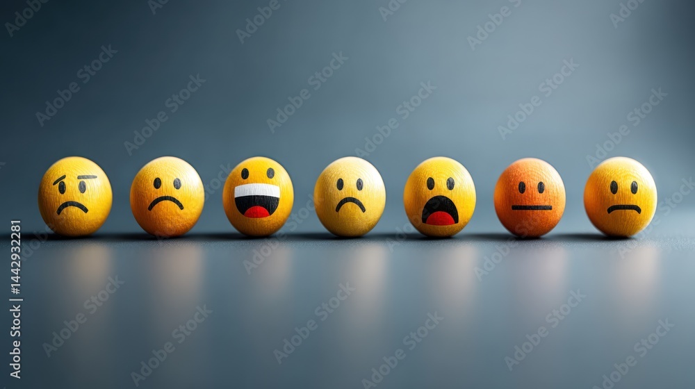 Colorful Emotion Balls Representing Various Human Expressions and Feelings Colorful Emotion Balls Representing Various Human Expressions and Feelings