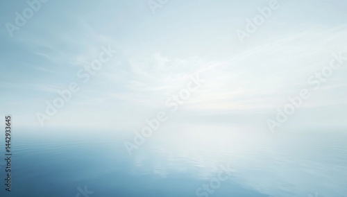 Tranquil, serene, pale blue sky and water, soft light