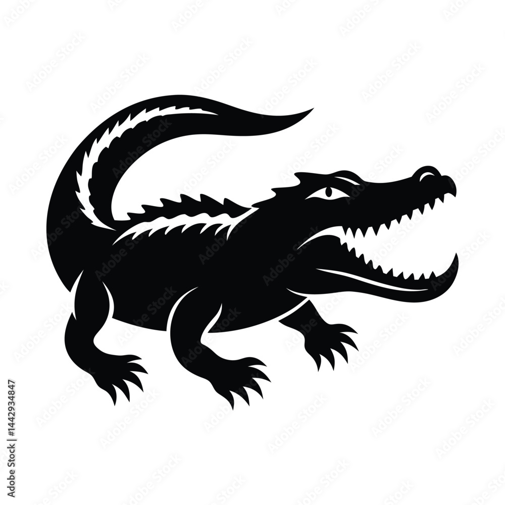 Crocodile vector silhouette on white background Crocodile vector silhouette on white background
