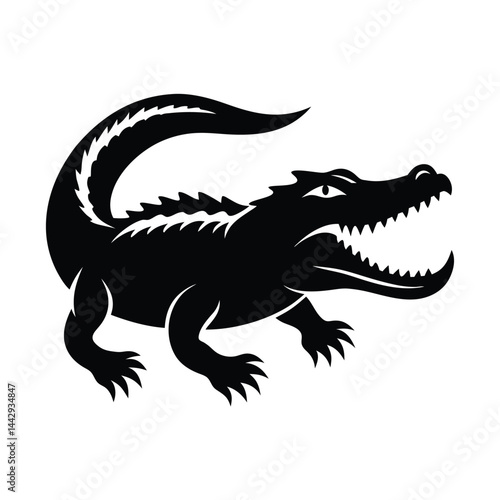 Wallpaper Mural Crocodile vector silhouette on white background  Torontodigital.ca