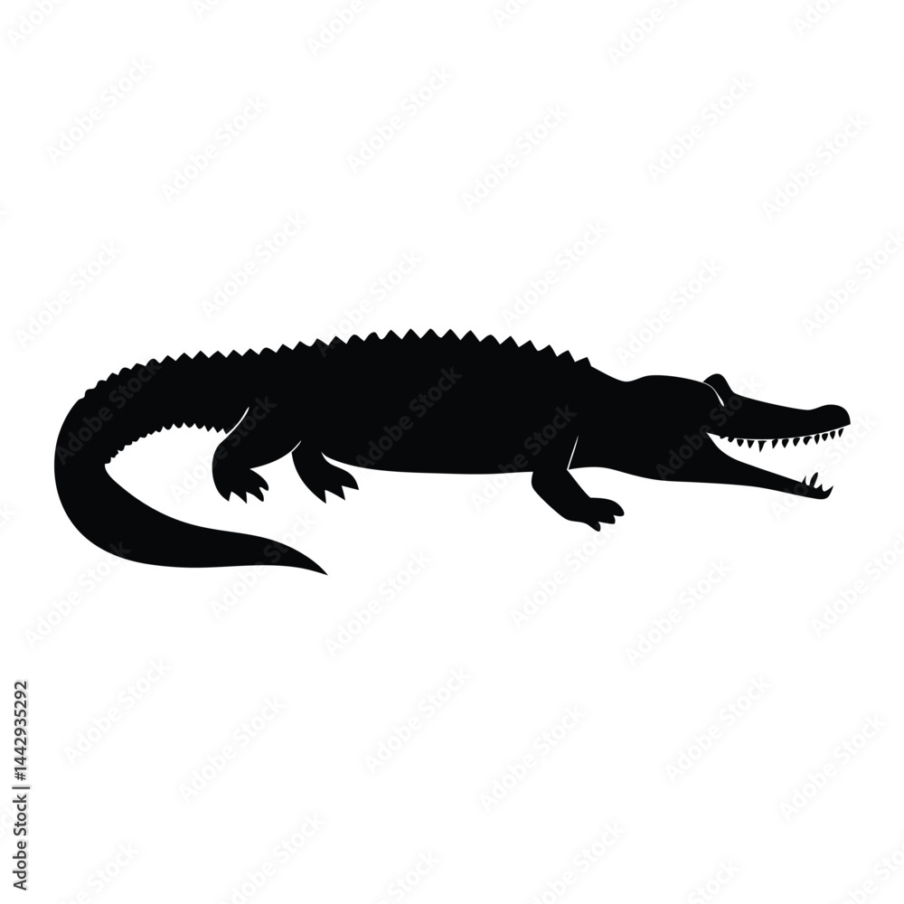 Naklejka premium Crocodile vector silhouette on white background