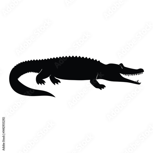 Crocodile vector silhouette on white background 