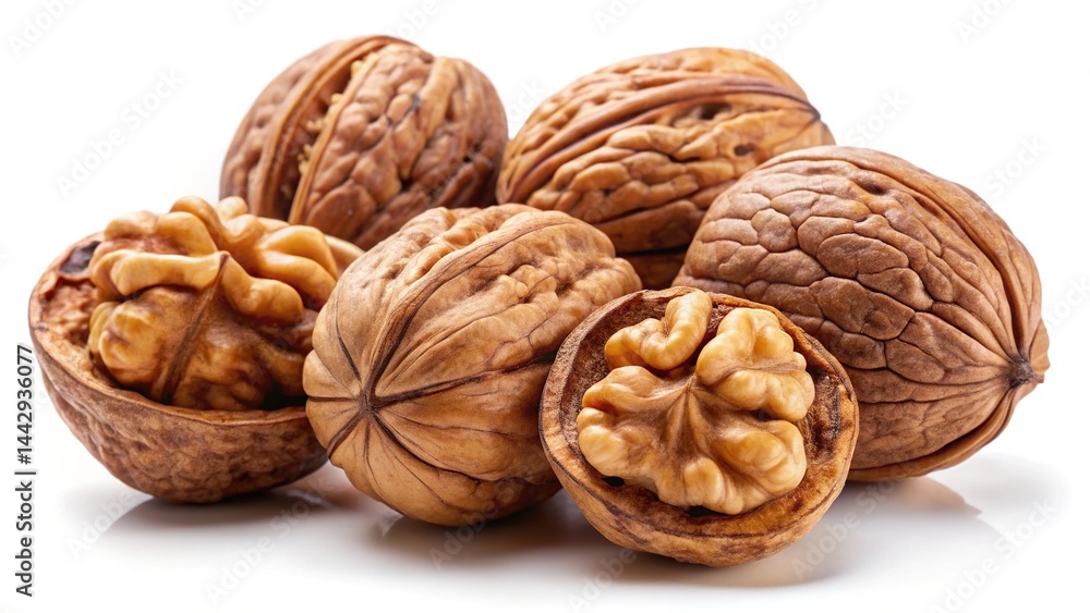 Delicious Walnuts Isolated on White Background Delicious Walnuts Isolated on White Background