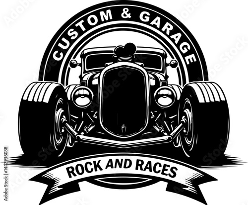 Custom Rod Hot Rod Car Emblem vector