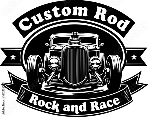 Custom Rod Hot Rod Car Emblem vector