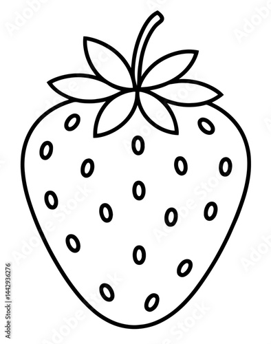 Strawberry with Seeds and Leaves, Symbol of Freshness, Vitamins, and Natural Health Benefits