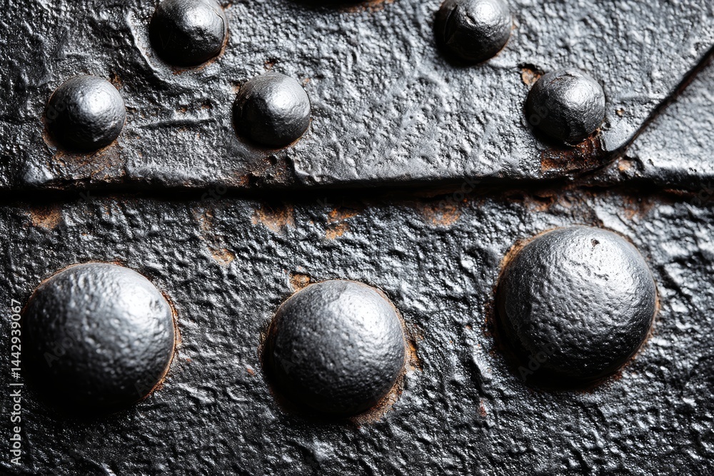 Industrial metal texture with rivets and worn surfaces.
