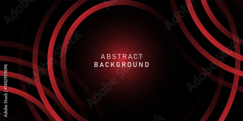 Red abstract background with glowing circles. Swirl circular lines pattern. Geometric spiral. Twirl element. Modern graphic design. Futuristic technology concept. Vector illustration