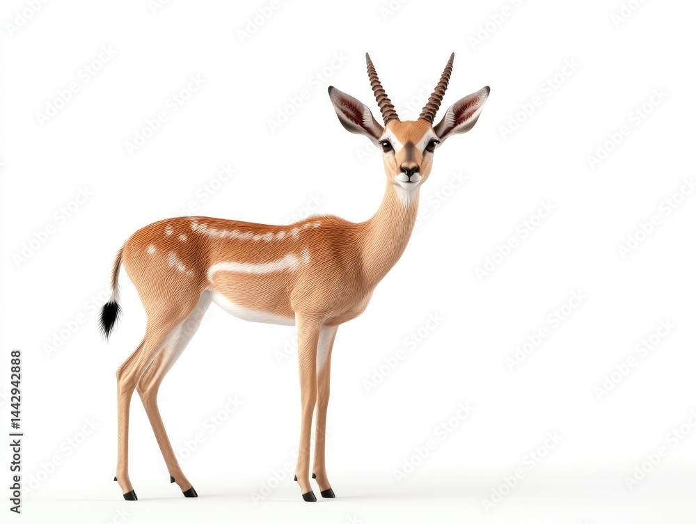 Fototapeta premium Antelope facing forward against a white backdrop