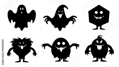 Spooky Halloween Silhouettes Ghosts  Monsters and Haunted Figures