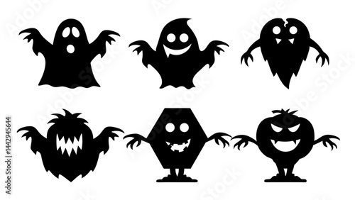 Spooky Halloween Silhouettes Ghosts  Monsters and Haunted Figures