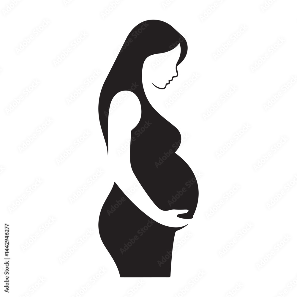 No pregnant icon symbol Vector Black silhouettes. with white background No pregnant icon symbol Vector Black silhouettes. with white background