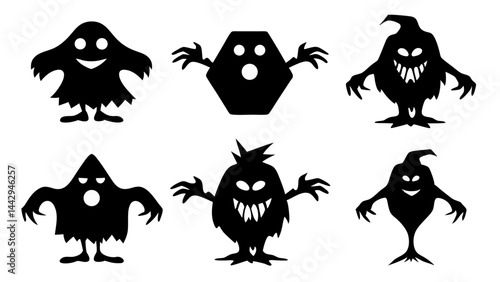 Spooky Halloween Silhouettes Ghosts  Monsters and Haunted Figures