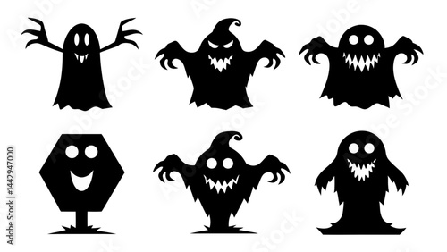Spooky Halloween Silhouettes Ghosts  Monsters and Haunted Figures