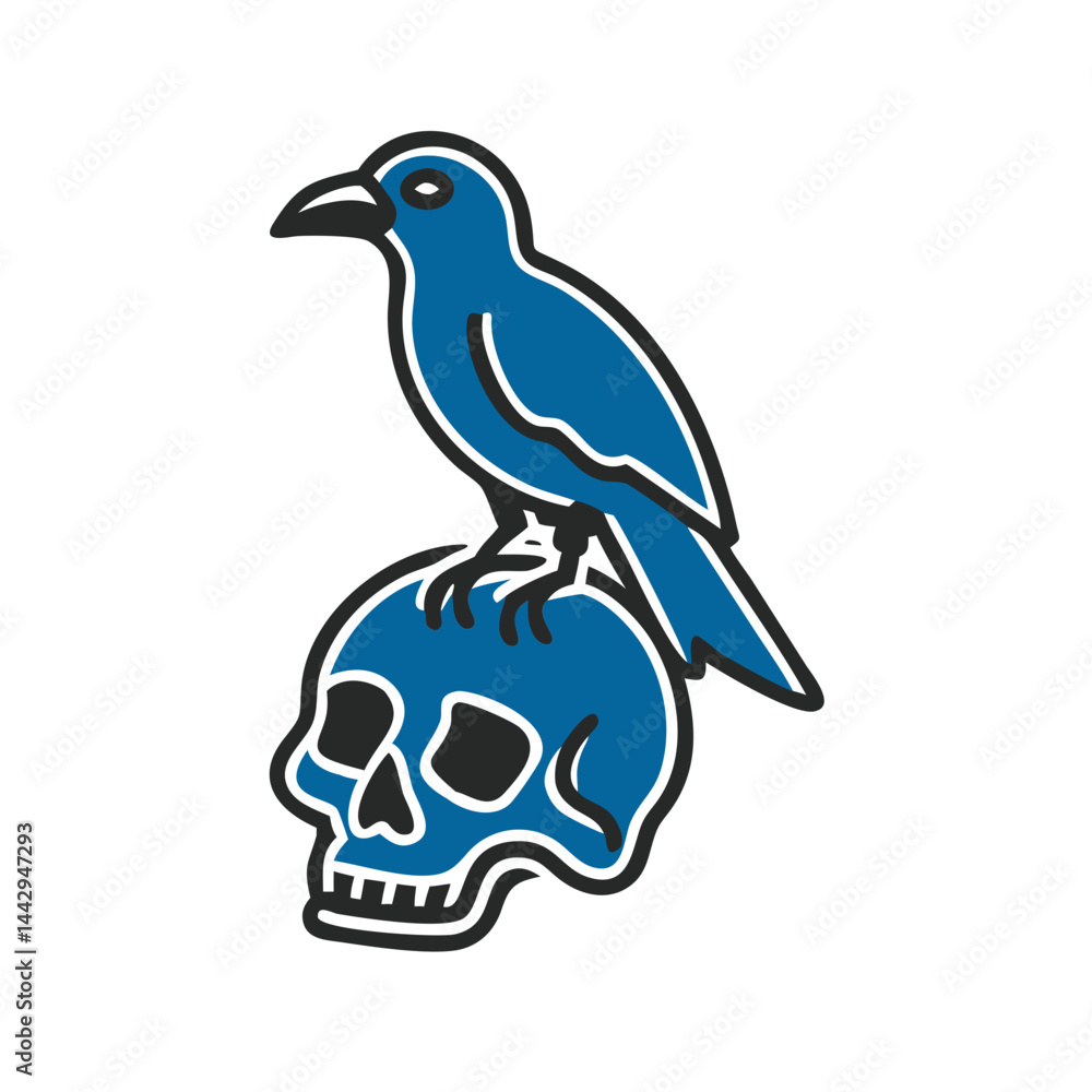 Fototapeta premium Blue bird sitting on a skull 