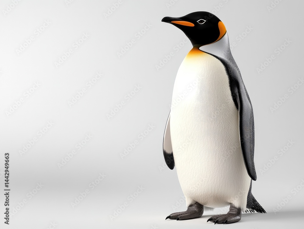 Fototapeta premium 3D rendered Emperor Penguin on plain background