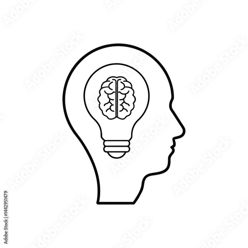 Human Brain Light Bulb vector illustration