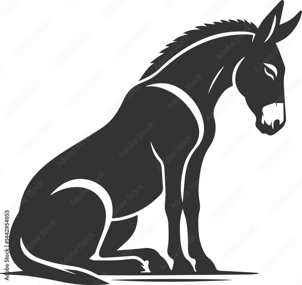 Obraz premium Mule animal silhouette vector
