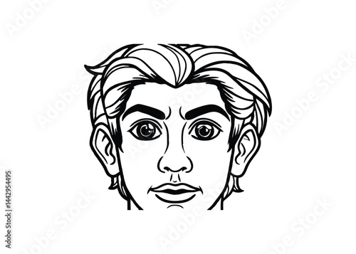 Silhouette of eyebrows raised isolated on a white background