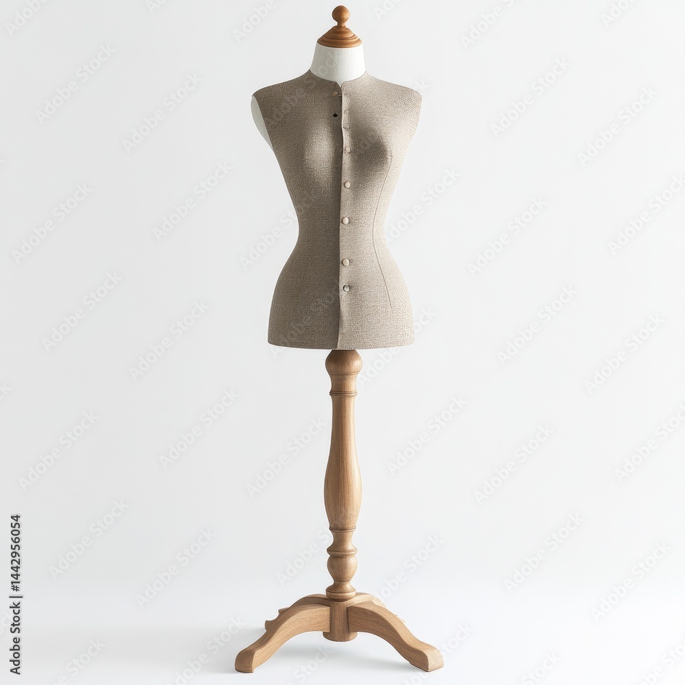 Fototapeta premium Beige fabric mannequin on wooden stand