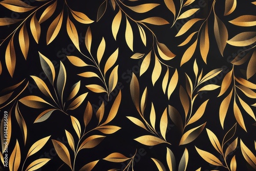 Elegant gold leaf motifs combined with luxurious foliage illustrations and stunning floral patterns for high-end decor and fashion inspiration
