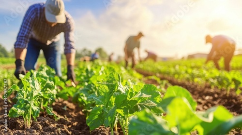 People working in a field