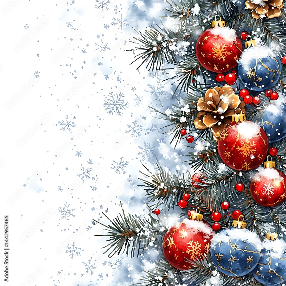 Fototapeta premium Festive winter scene with ornaments