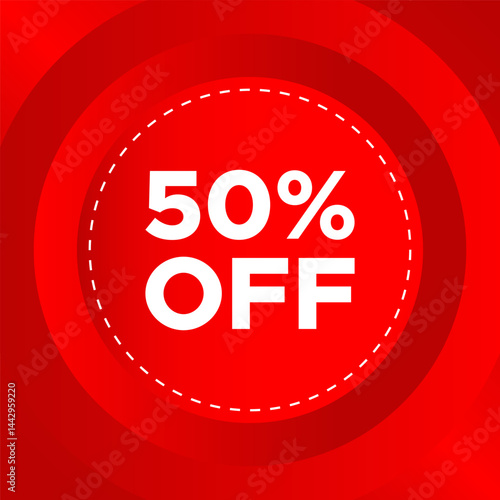 50 percent off special discount offer red banner template 