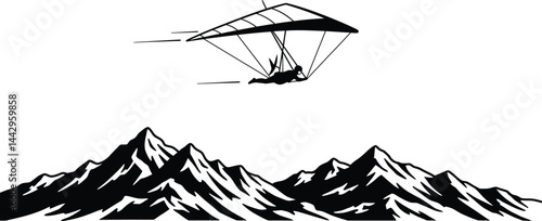 Hang Glider Soaring Above Mountains