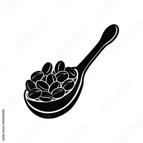 Roasted Coffee Beans Spoon vector illustration